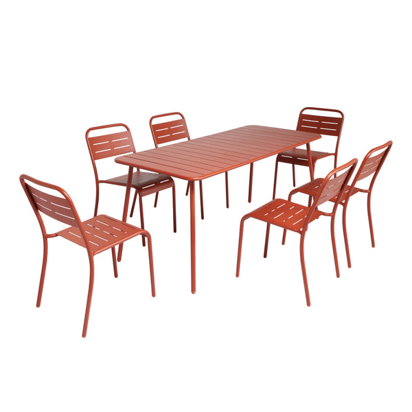 EVORA Salon de jardin repas 6 places terracotta