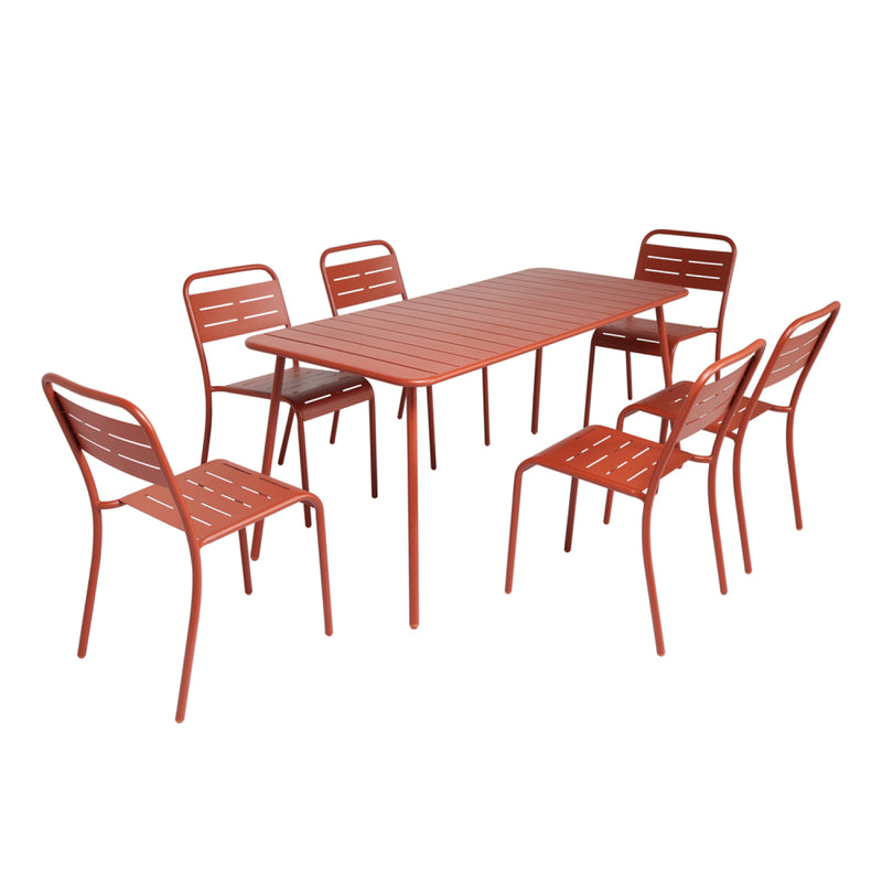 EVORA Salon de jardin repas 6 places terracotta