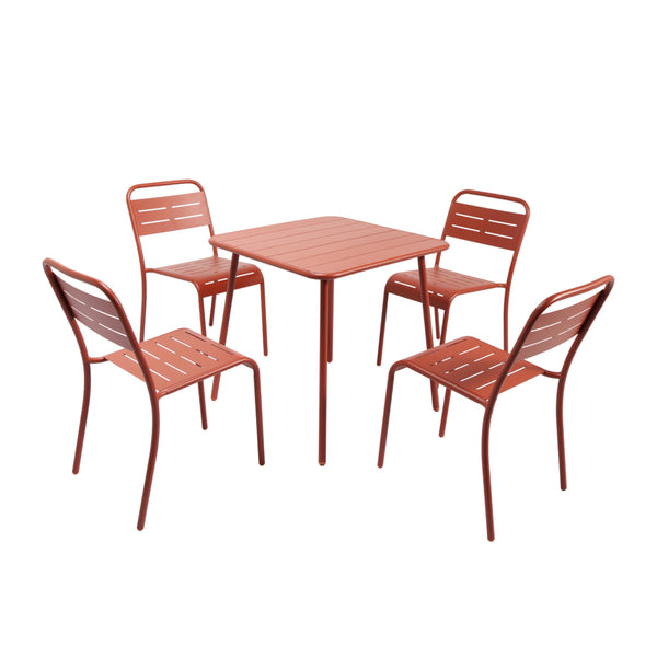 EVORA Salon de jardin repas 4 places terracotta
