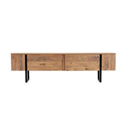 AXIM Meuble tv industriel avec placards bois et noir 180cm
