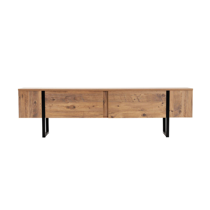 AXIM Meuble tv industriel avec placards bois et noir 180cm