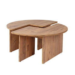 ARIANNE  Table basse ronde duo pin atlantique 90cm
