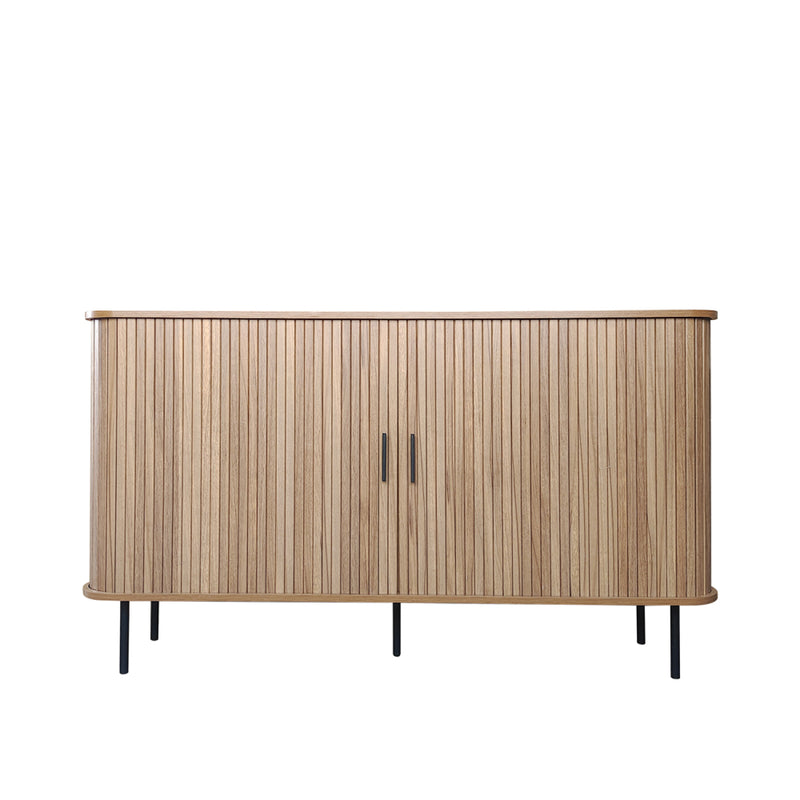 Buffet en bois cannelé à portes coulissantes 140cm AMINA