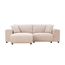 JAMBI Canapé d'angle modulable 3 places en velours côtelé beige