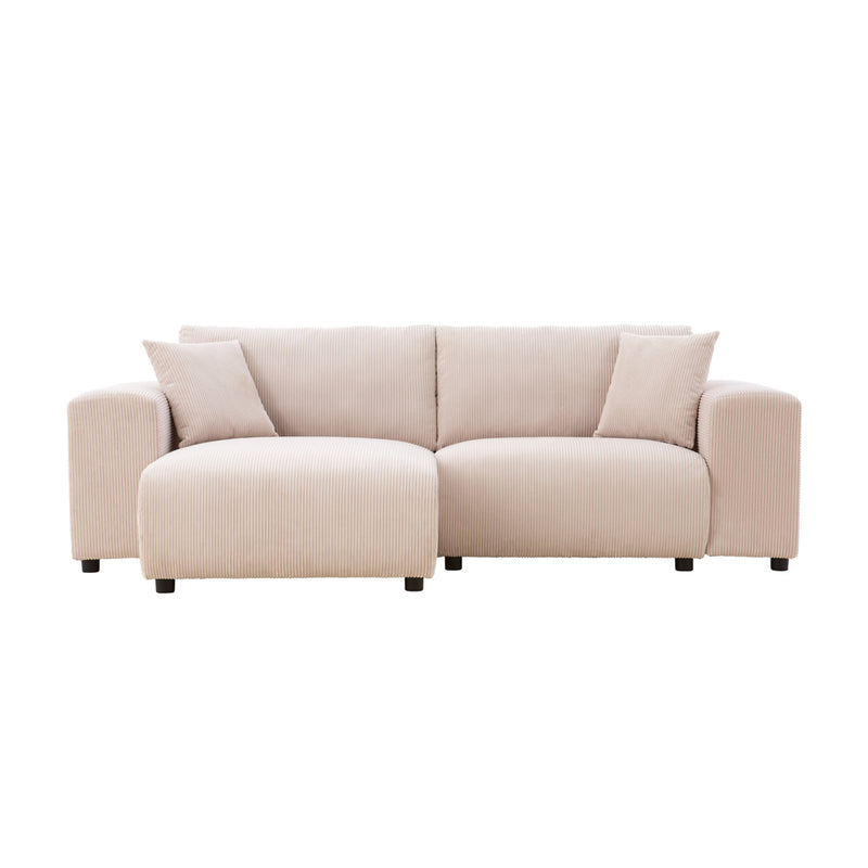 JAMBI Canapé d'angle modulable 3 places en velours côtelé beige