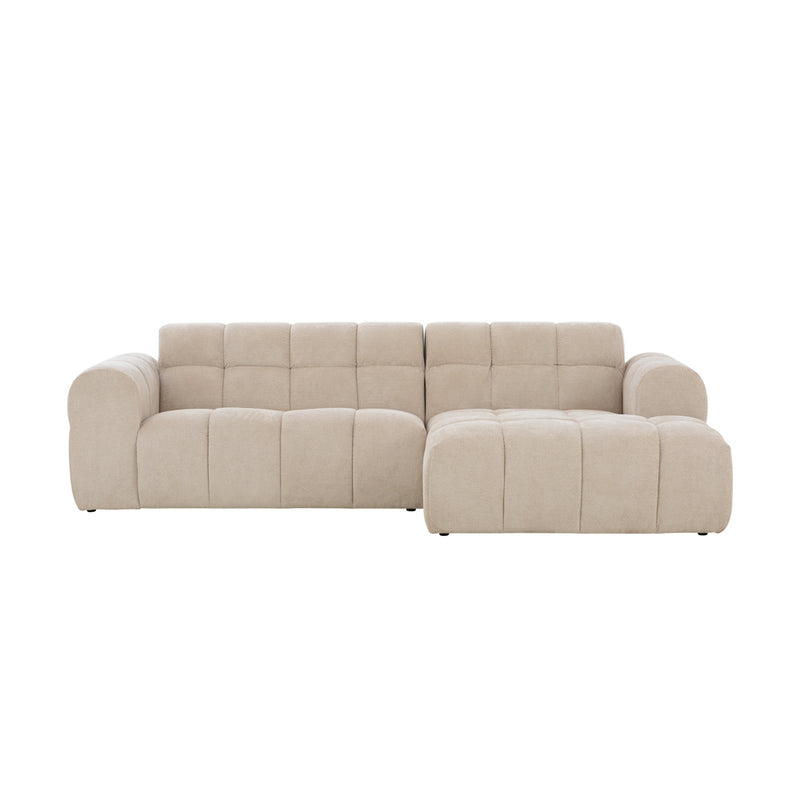 ALINE Canapé d'angle 3 places nuage en velours beige
