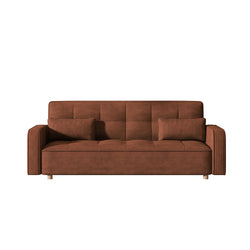 COOPER Canapé scandinave convertible 3 places en velours côtelé terracotta