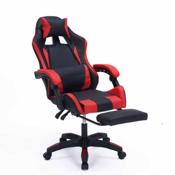 Chaise gaming de bureau ergonomique inclinable noir et rouge JOAO