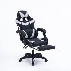 Chaise gaming de bureau ergonomique inclinable noir et blanc JOAO