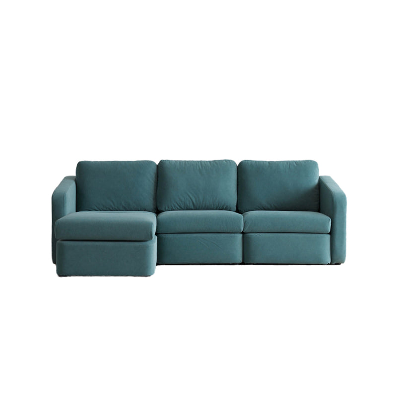 GALEGO Canapé modulable 3 places bleu avec pouf