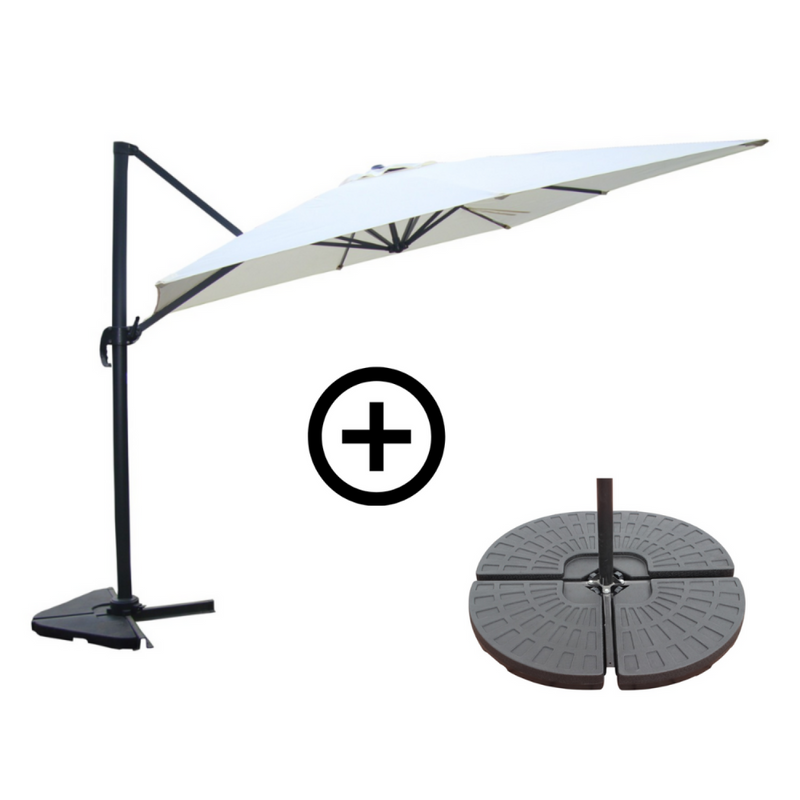 NAVIA Ensemble parasol marron et 4 dalles à lester
