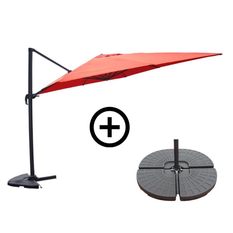 NAVIA Ensemble parasol  gris et 4 dalles à lester