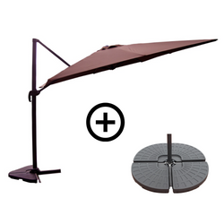 RAFAELA Ensemble parasol  marron et 4 dalles à lester