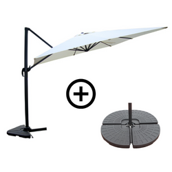 RAFAELA Ensemble parasol  écru et 4 dalles à lester
