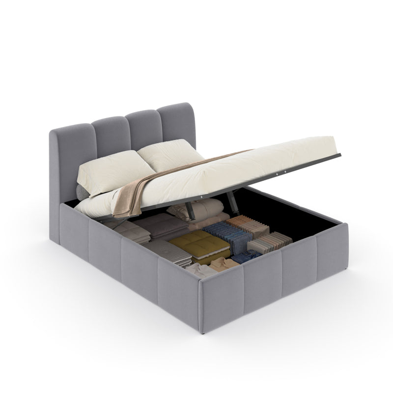 MOORE Lit nuage coffre 140x190cm velours gris