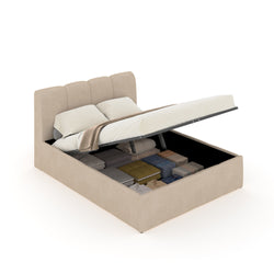 MOORE Lit nuage coffre 160x200cm velours beige