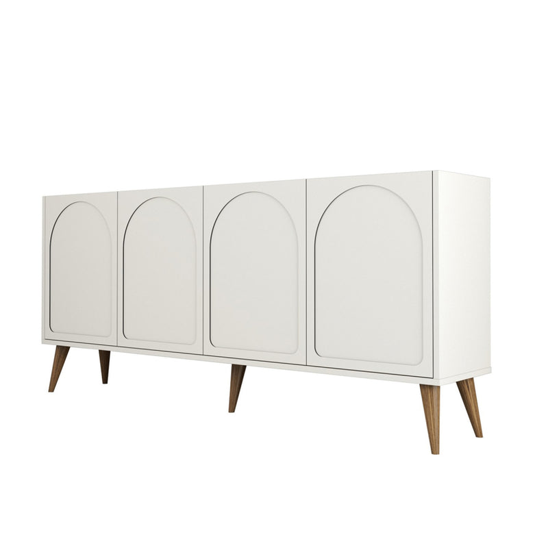 EFFY Buffet 4 portes design arrondi crème 180x81cm
