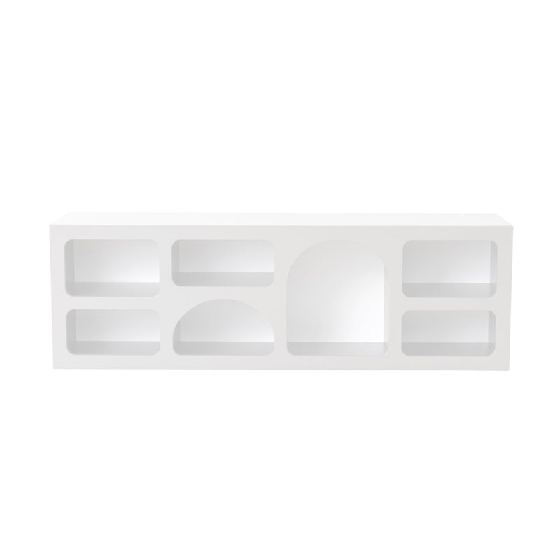 FERRY Buffet bas 7 niches design organique blanc 160x50cm