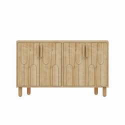 CIRACUSE Buffet 4 portes aspect bois design graphique120x73cm