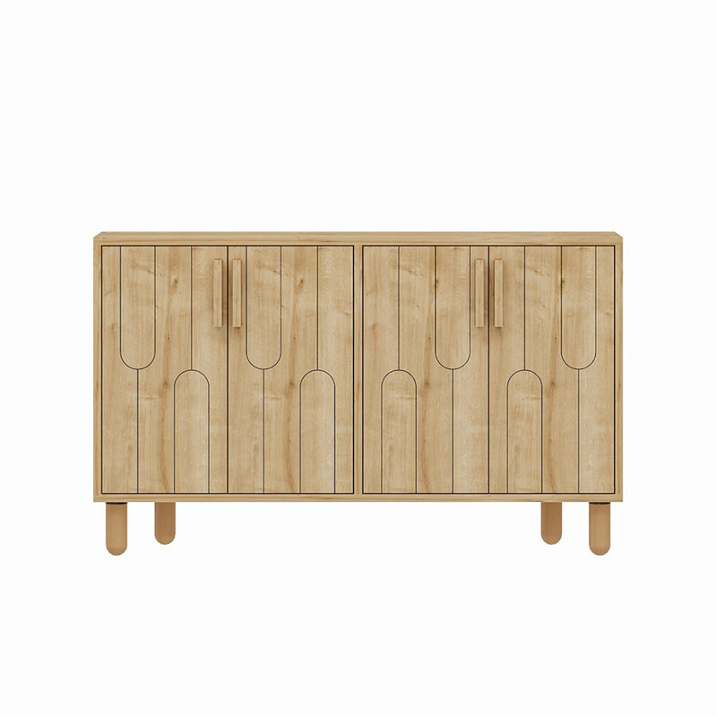 CIRACUSE Buffet 4 portes aspect bois design graphique120x73cm