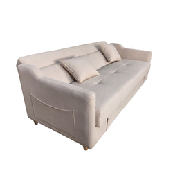 BAKAR Canapé convertible avec coffre en velours cotelé beige 3 places