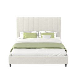 DAKOTA Lit en tissu bouclettes beige 140x190