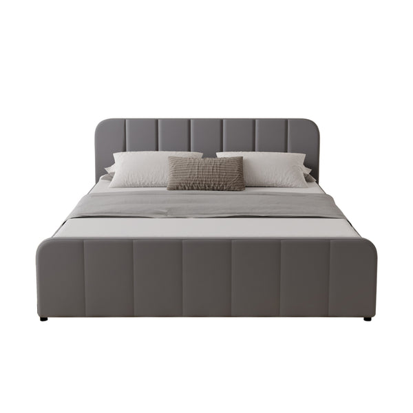 KANSAS Lit avec coffre de rangement 160x200cm en velours gris