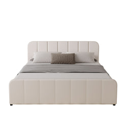 KANSAS Lit avec coffre de rangement 160x200cm en velours beige