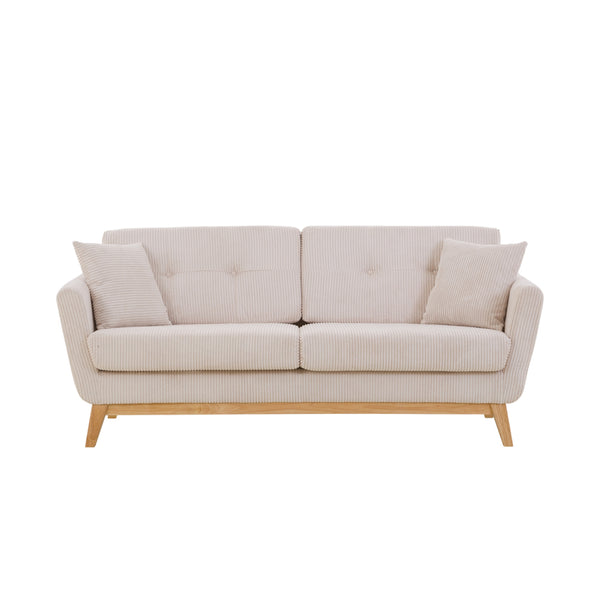 Canapé scandinave 3 places velours côtelé beige OSLO