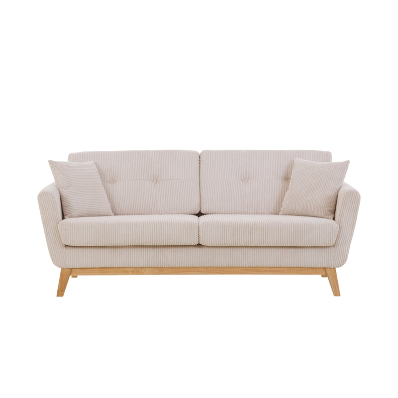 Canapé scandinave 3 places velours côtelé beige OSLO