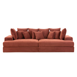 KENDARI Canapé 4 places assise profonde en velours côtelé terracotta