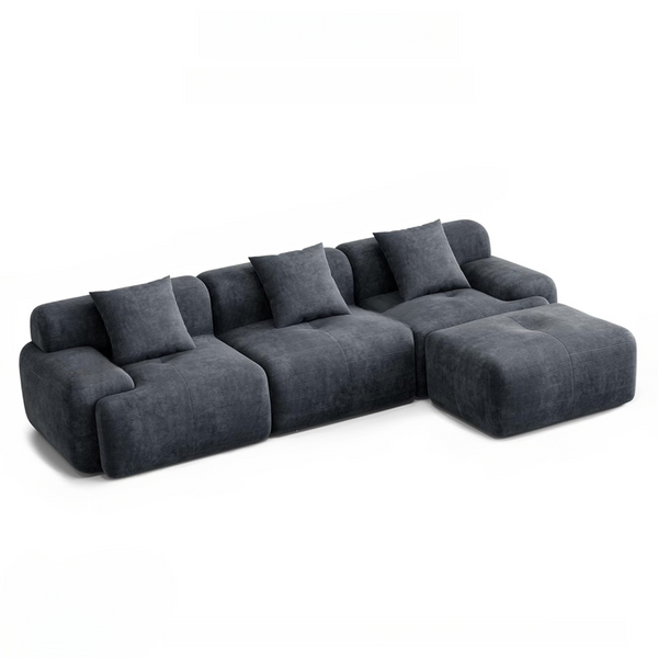 BURGESS Canapé 3 places avec pouf en velours côtelé gris anthracite