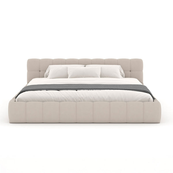 PRINCETON Lit nuage 140x190cm en velours beige