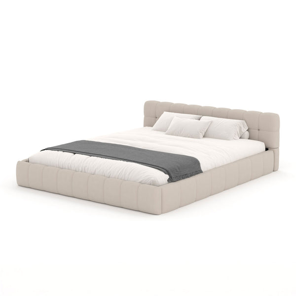 PRINCETON Lit nuage 160x200cm en velours beige
