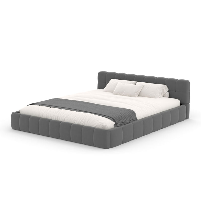 PRINCETON Lit nuage 160x200cm en velours gris
