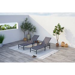 Lot de 2 transats et une table d'appoint gris  SITGES