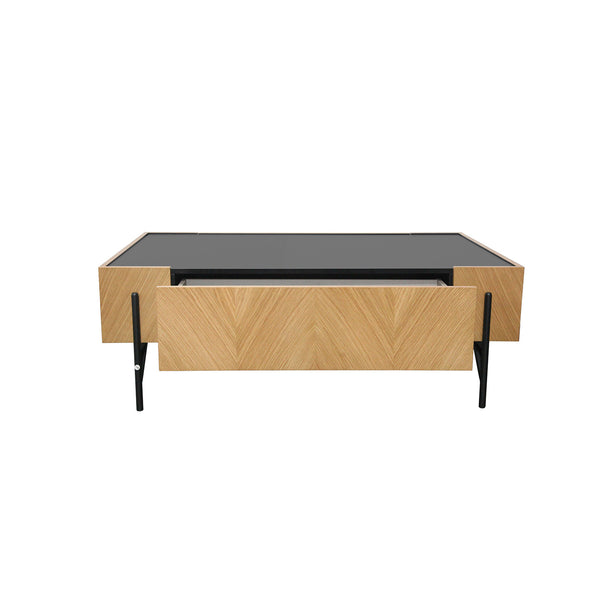 Table basse en bois clair avec 2 grands tiroirs FENIX