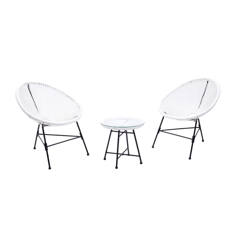 LIO - Ensemble 2 fauteuils oeuf + table basse blanc