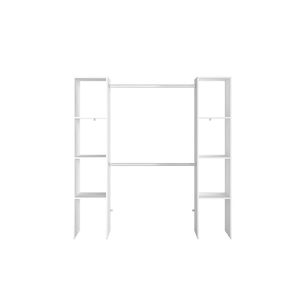 MATIGNON - Dressing blanc avec 6 étagères et 2 penderies : 180 x 40 x 180 cm