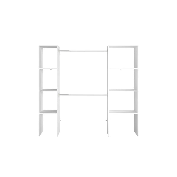 MATIGNON - Dressing blanc avec 6 étagères et 2 penderies : 198 x 40 x 180 cm