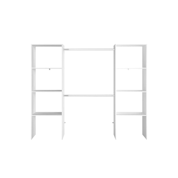 MATIGNON - Dressing blanc avec 6 étagères et 2 penderies : 220 x 40 x 180 cm