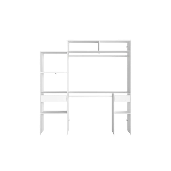 MATIGNON - Dressing blanc extensible avec 2 penderies, 4 étagères et un tiroir