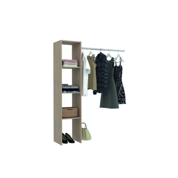 MATIGNON - Dressing bois avec 3 étagères et penderie : 138 x 40 x 180 cm