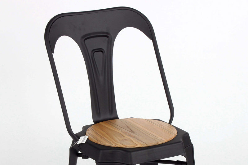 Lot de 4 chaises industrielles métal & bois - Noga