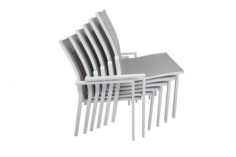 Table de jardin 8 chaises et 2 fauteuils en alu gris/blanc PARSON