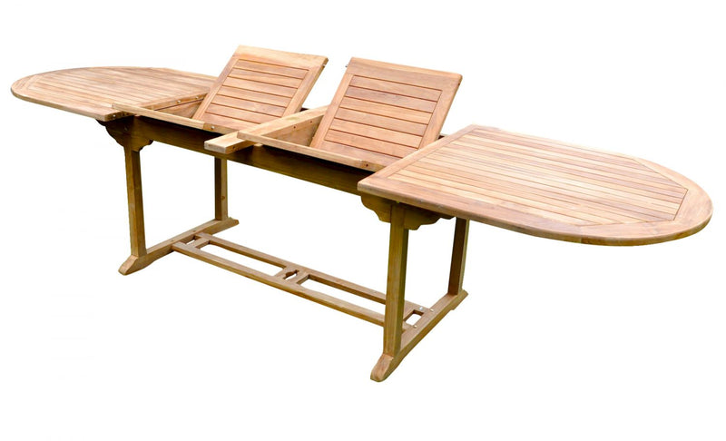 Table de jardin ovale et 8 chaises et 2 fauteuils en teck ADAGNA