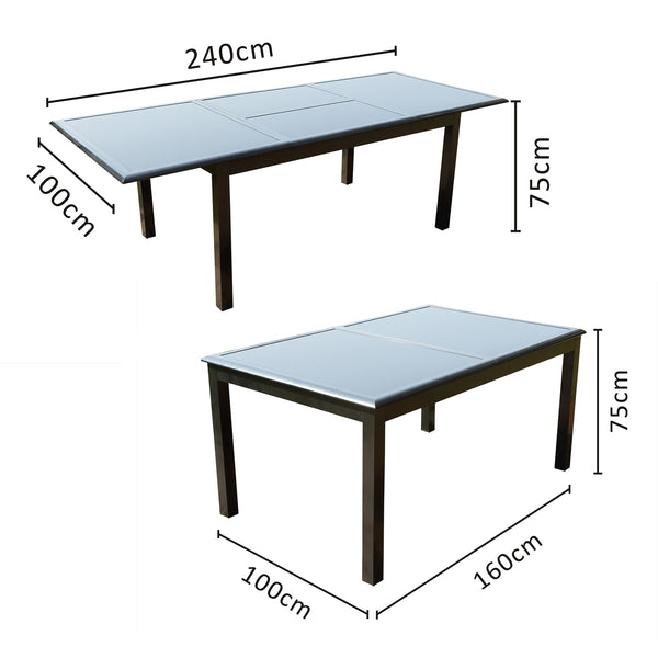 Table de jardin et 8 chaises en aluminium gris BAFFADI