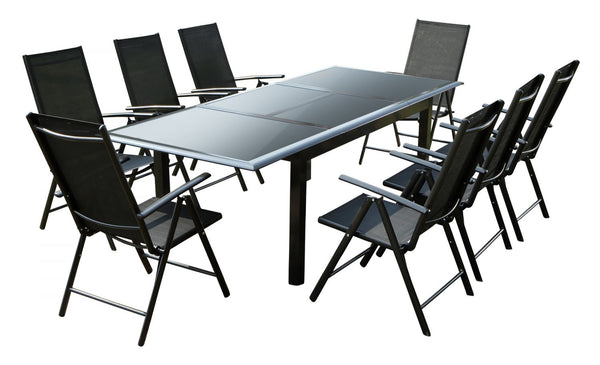 Table de jardin et 8 chaises en aluminium gris BAFFADI