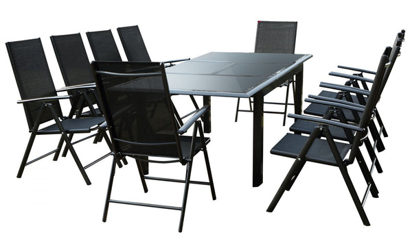 Table de jardin et 10 chaises en aluminium gris BAFFADI
