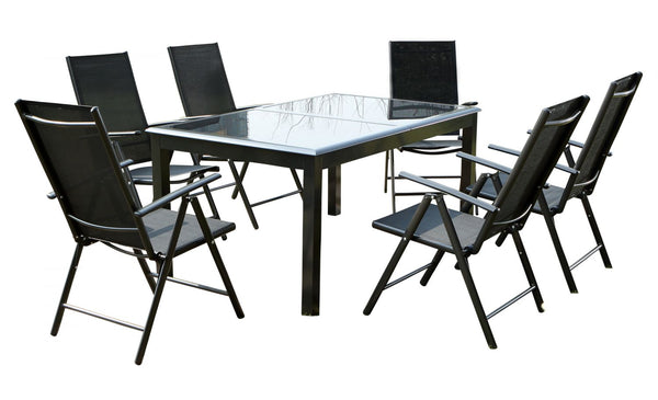 Table de jardin et 6 chaises en aluminium gris BAFFADI